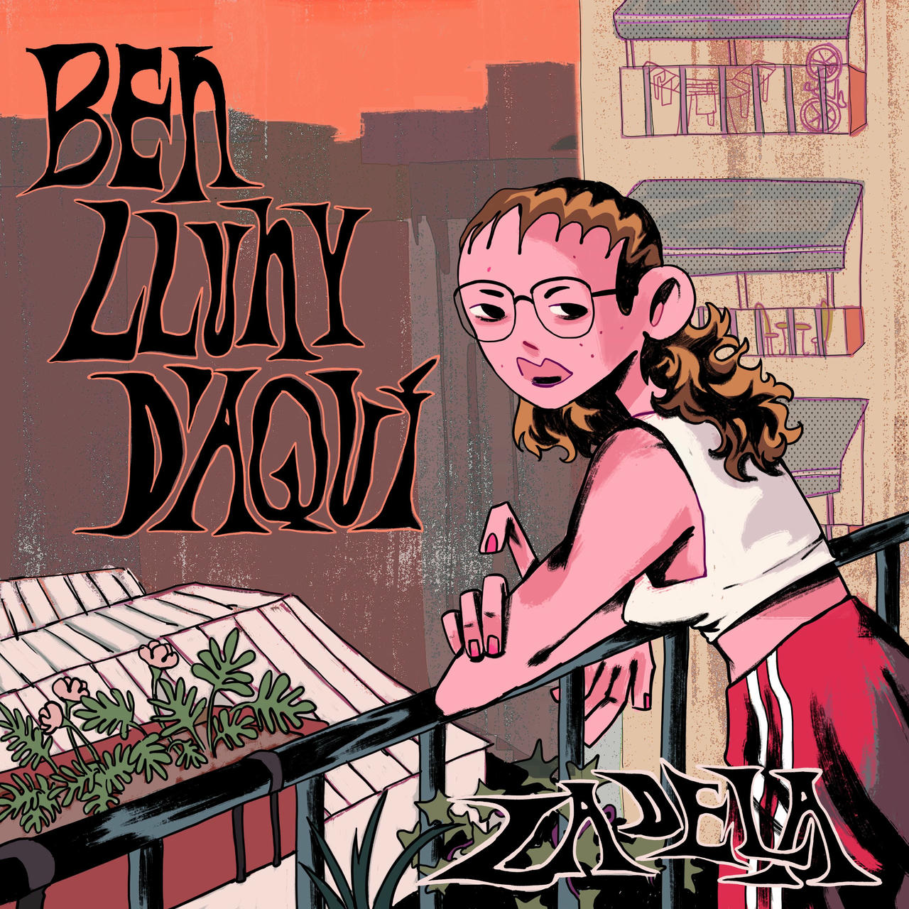 An ink drawing of a barren tree with monkeys in its branches